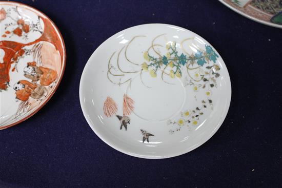 A Chinese Kangxi period clobbered bottle vase and a group of Japanese ceramics,